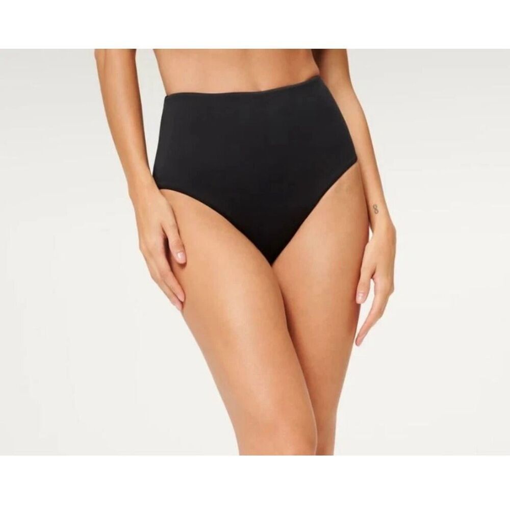 Good American Womens Black Matte Good Boy Short Bikini Bottom Size 2 Medium NWOT